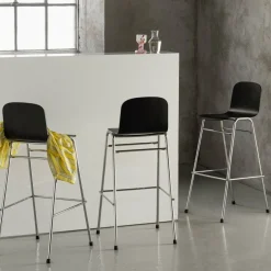 Chaise de bar 75 cm en bois naturel et cadre argenté Touchwood - Hem