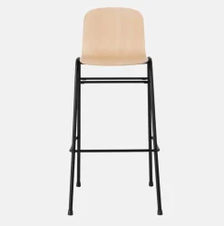 Chaise de bar 75 cm en bois naturel et cadre noir Touchwood - Hem