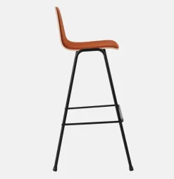 Chaise de bar 75 cm en tissu rouge et cadre noir Touchwood - Hem