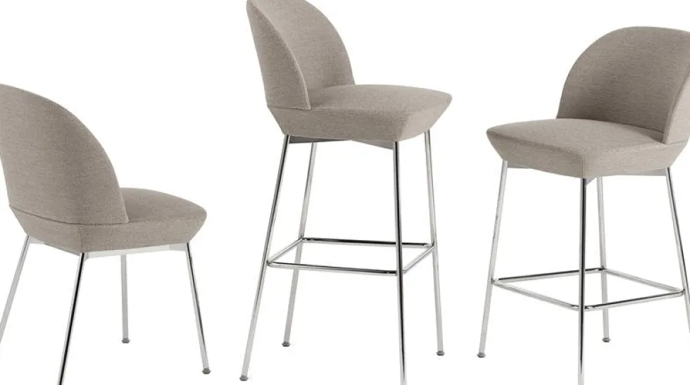 Chaise de bar 75 cm gris anthracite et pieds chrome Oslo - Muuto