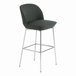 Chaise de bar 75 cm gris anthracite et pieds chrome Oslo - Muuto