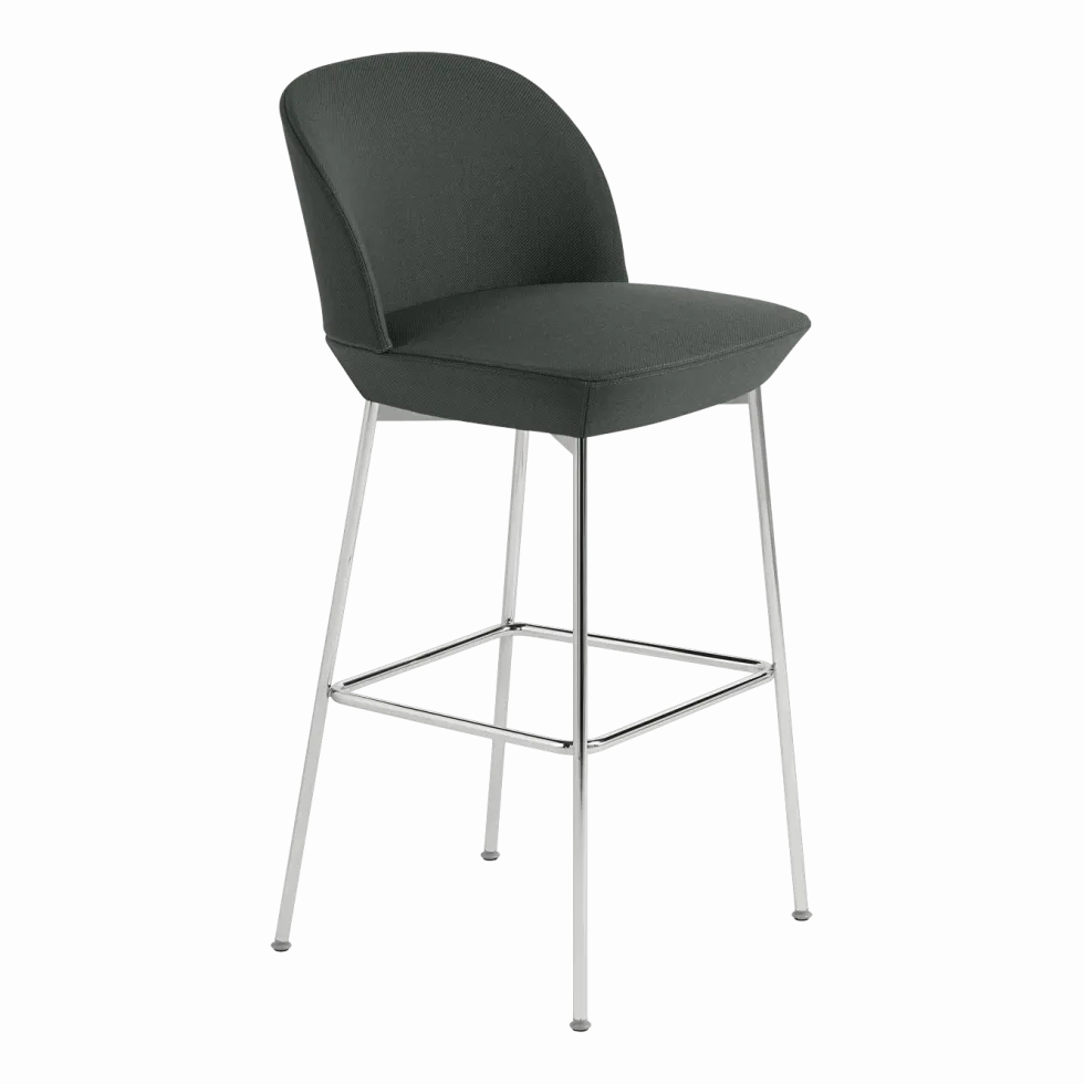 Chaise de bar 75 cm gris anthracite et pieds chrome Oslo - Muuto