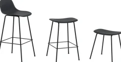 Chaise de bar 65 cm noire piétement tubes Fiber - Muuto