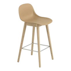 Chaise de bar 65cm ocre piétement en chêne Fiber - Muuto