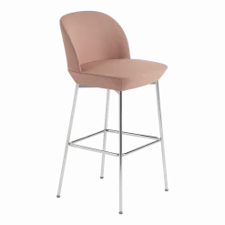 Chaise de bar 75 cm rose et pieds chrome Oslo - Muuto