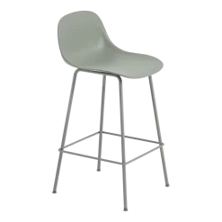Chaise de bar 65 cm vert gris piétement tubes Fiber - Muuto