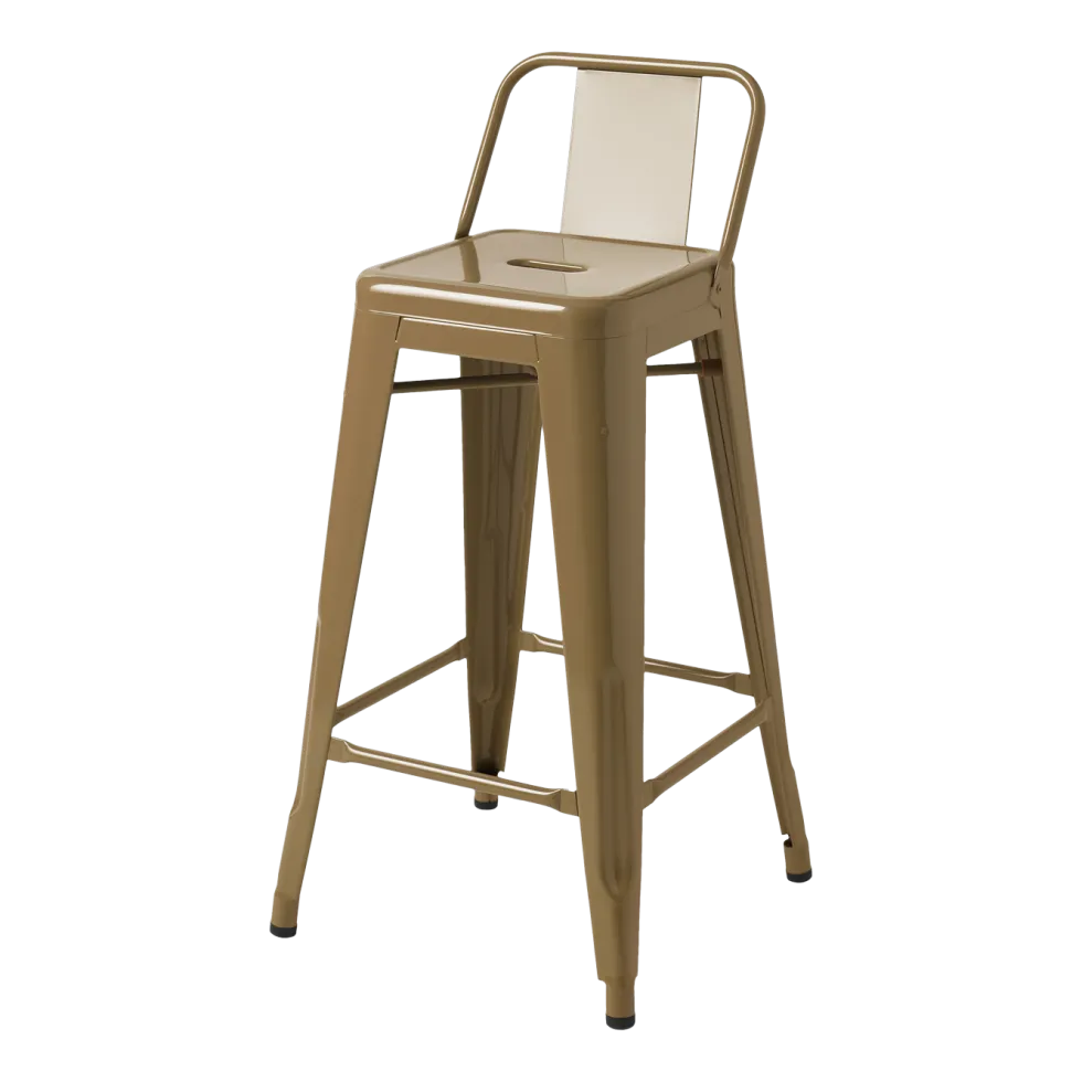Chaise de bar de jardin en acier brun vert 65cm HPD 65 - Tolix