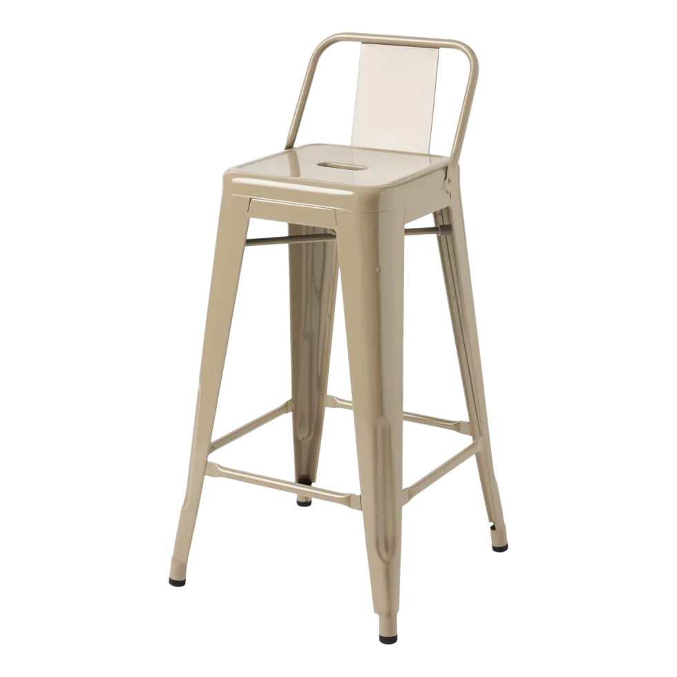 Chaise de bar de jardin en acier gris beige 65cm HPD 65 - Tolix