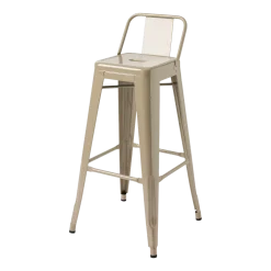 Chaise de bar de jardin en acier gris beige 75cm HPD 75 - Tolix