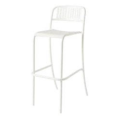 Chaise de bar de jardin à lames en acier inoxydable blanc pur 75cm Patio - Tolix