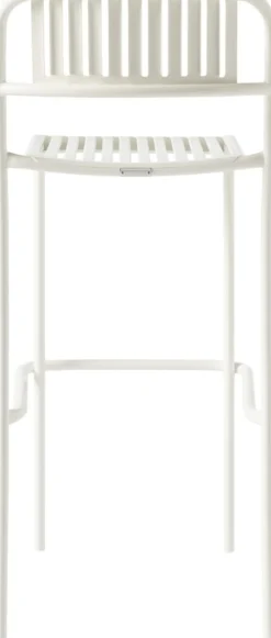 Chaise de bar de jardin à lames en acier inoxydable blanc pur 75cm Patio - Tolix