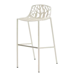 Chaise de bar en acier blanc crème 56 x 48 cm Forest - Fast Spa
