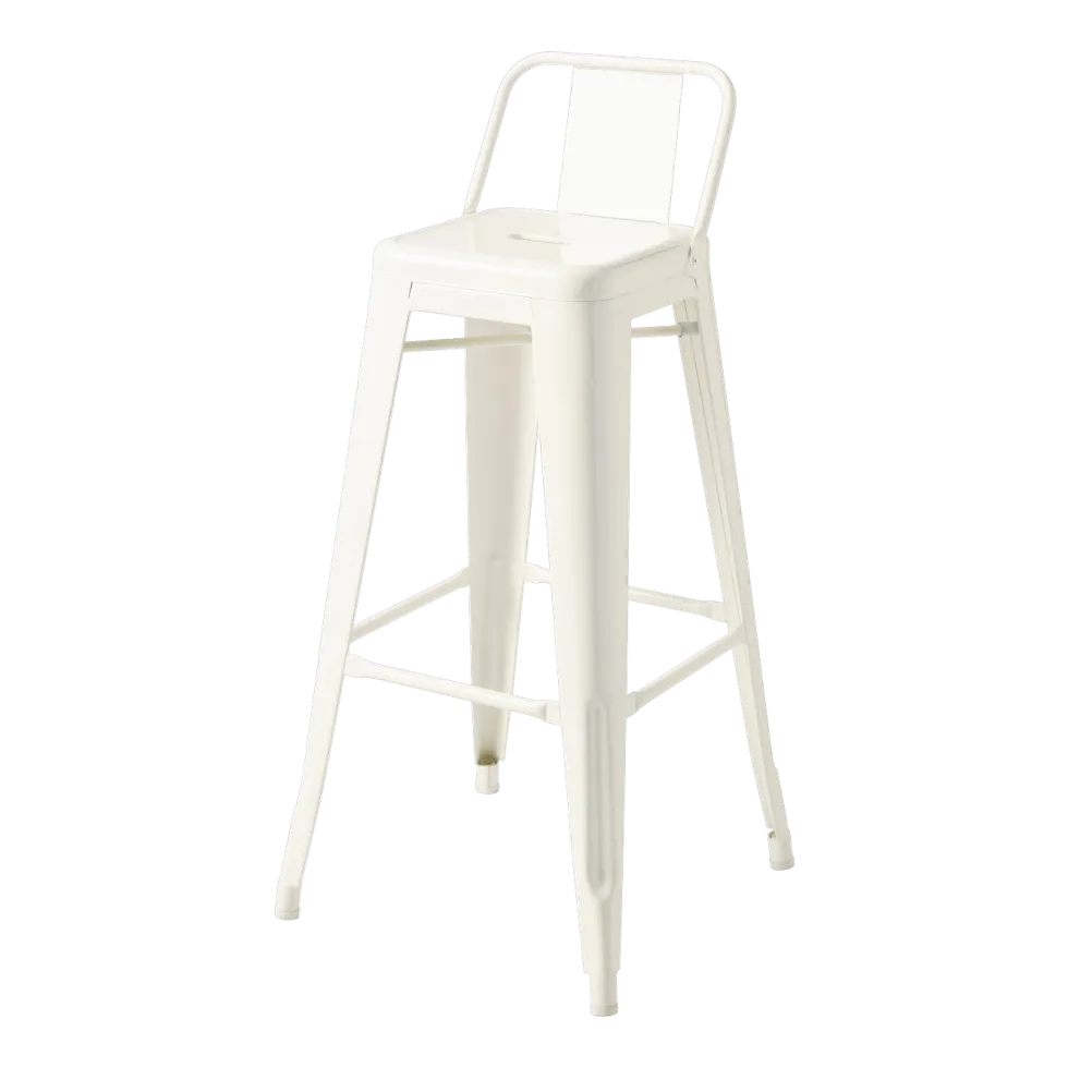 Chaise de bar en acier blanc perlé 75cm HPD65 - Tolix