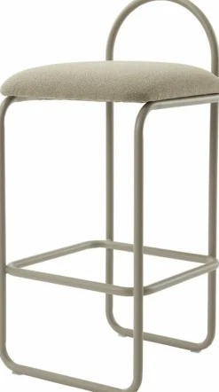 Chaise de bar en bouclé taupe 37 x 39 x 92 cm Angui - AYTM