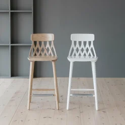 Chaise de bar en bouleau blanc 63 cm Y5 - Hans K