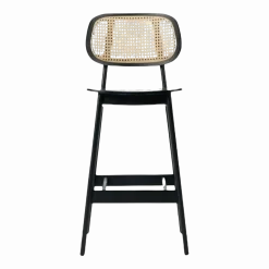 Chaise de bar en cannage et chêne noir 100 cm Titus - Vincent Sheppard