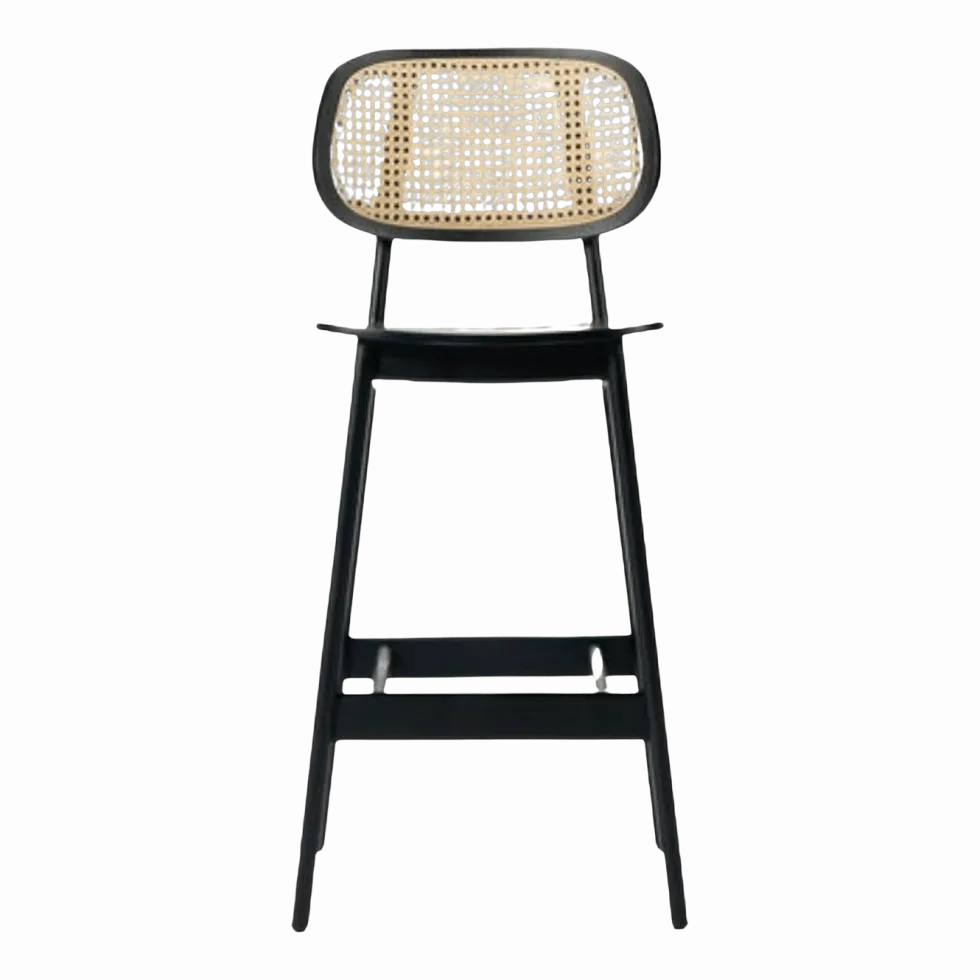 Chaise de bar en cannage et chêne noir 100 cm Titus - Vincent Sheppard