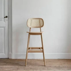 Chaise de bar en cannage et chêne noir 110 cm Titus - Vincent Sheppard