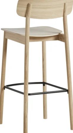 Chaise de bar en chêne blanchi et métal noir 75cm Soma - Woud