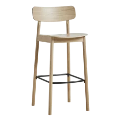 Chaise de bar en chêne blanchi et métal noir 75cm Soma - Woud
