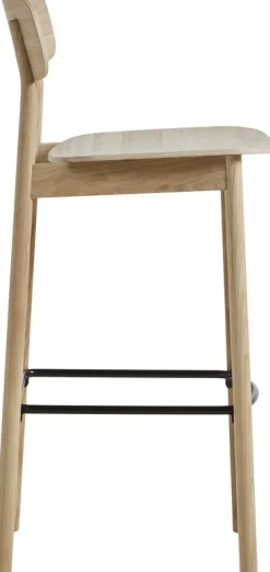 Chaise de bar en chêne blanchi et métal noir 75cm Soma - Woud