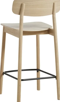 Chaise de bar en chêne blanchi et métal noir 65cm Soma - Woud