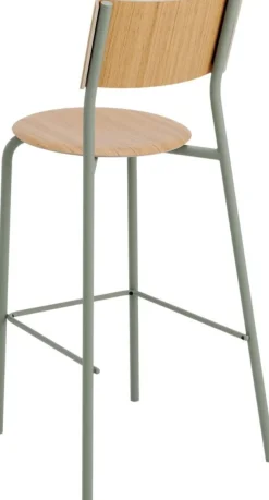 Chaise de bar en chêne et acier gris eucalyptus 75 cm SSD - TIPTOE
