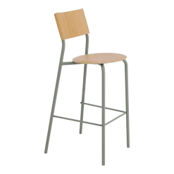 Chaise de bar en chêne et acier gris eucalyptus 75 cm SSD - TIPTOE