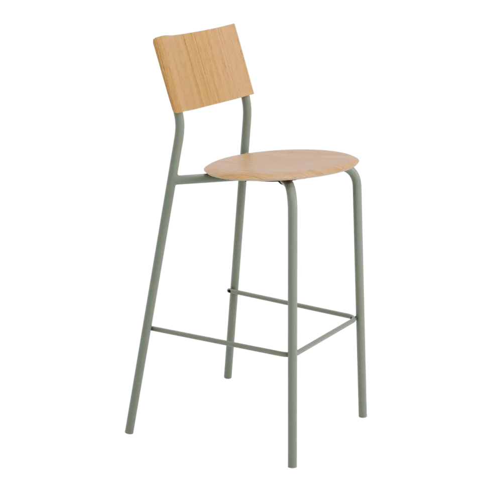 Chaise de bar en chêne et acier gris eucalyptus 75 cm SSD - TIPTOE