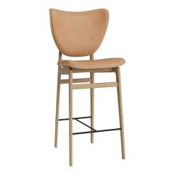 Chaise de bar en chêne naturel avec rembourrage en cuir camel 75 cm Elephant - NORR11