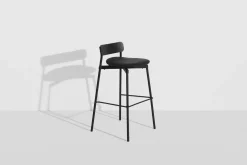 Chaise de bar en hêtre noir cuir 91 cm Fromme - Petite Friture