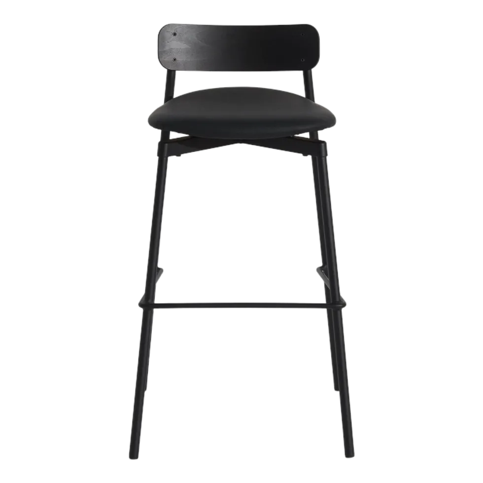 Chaise de bar en hêtre noir cuir 91 cm Fromme - Petite Friture