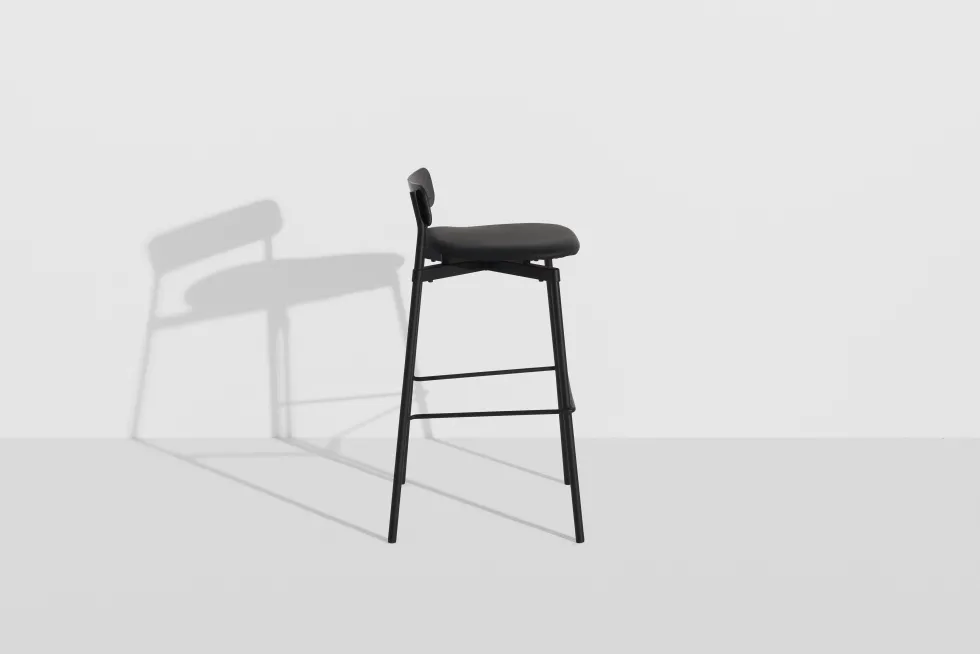 Chaise de bar en hêtre noir cuir 91 cm Fromme - Petite Friture