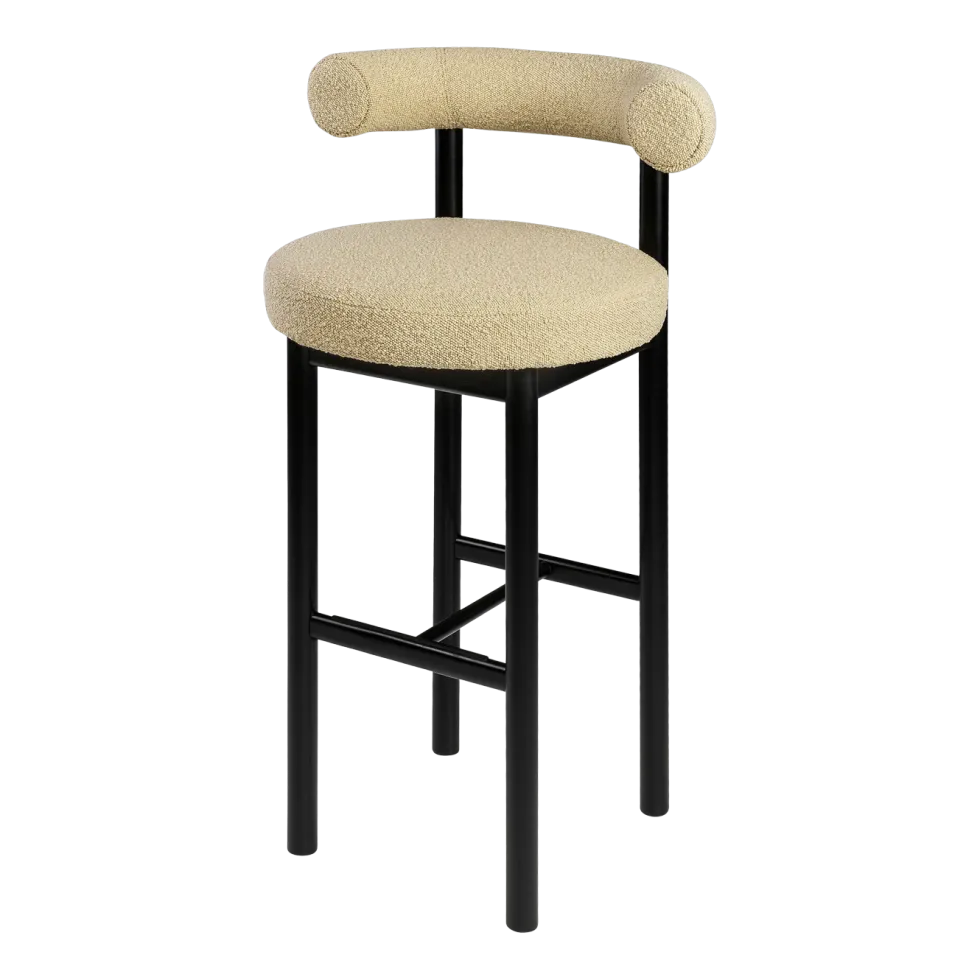 Chaise de bar en hêtre noir et beige Sosis Avignon Artic Silver - Versmissen