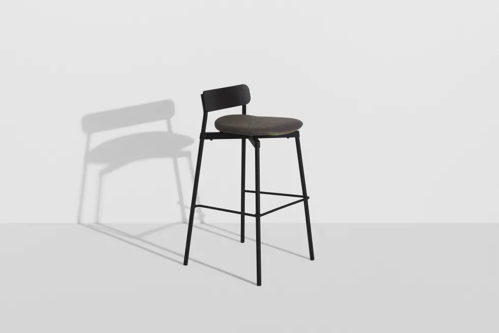 Chaise de bar en hêtre noir tapissée 91 cm Fromme - Petite Friture