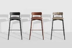 Chaise de bar en hêtre noir tapissée 91 cm Fromme - Petite Friture