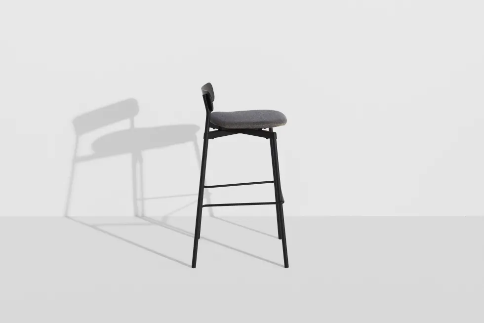 Chaise de bar en hêtre noir tapissée 91 cm Fromme - Petite Friture