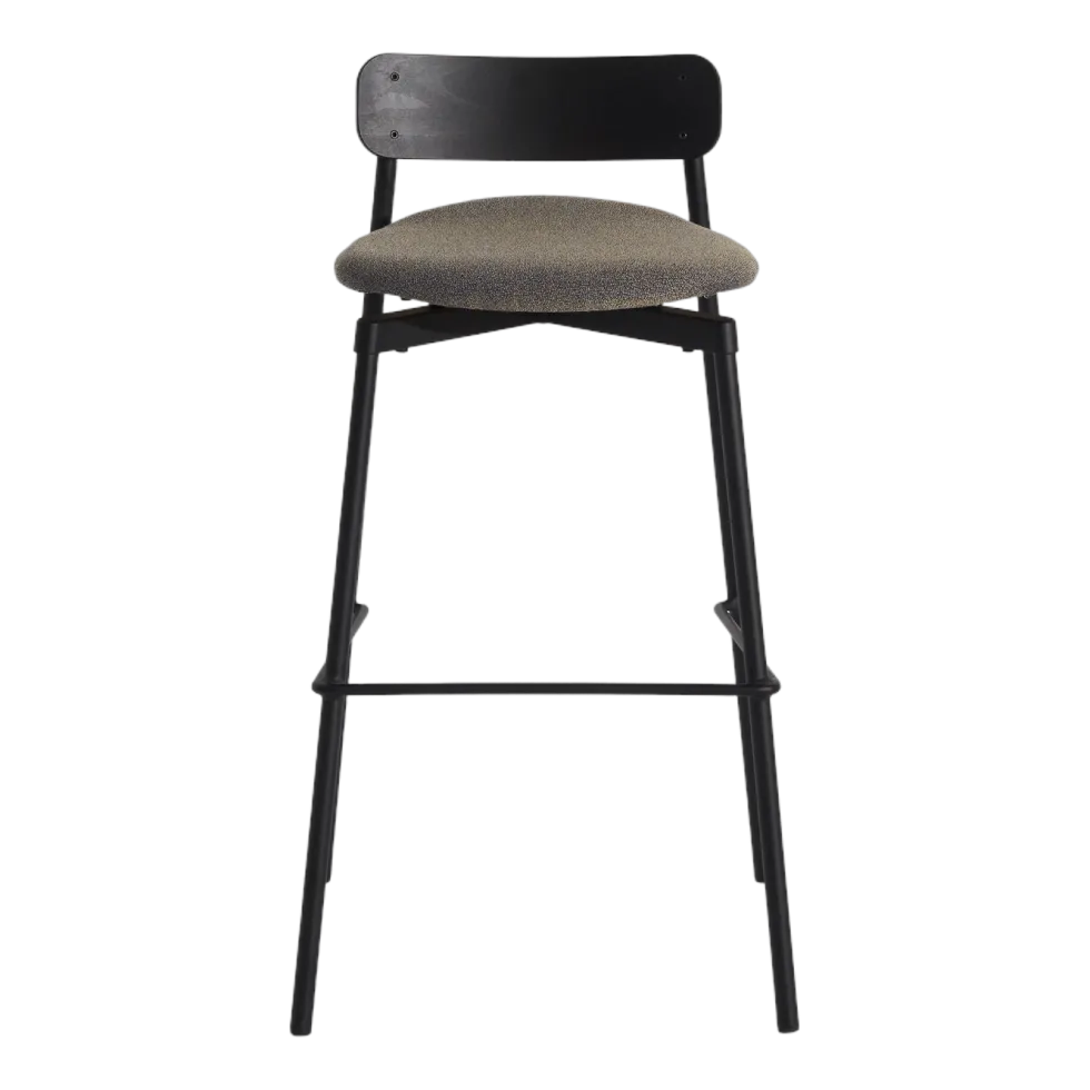 Chaise de bar en hêtre noir tapissée 91 cm Fromme - Petite Friture