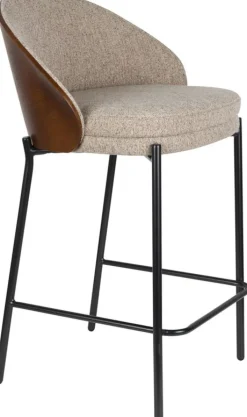 Chaise de bar en placage en frêne marron 50x53x87cm Rodin - Dutchbone