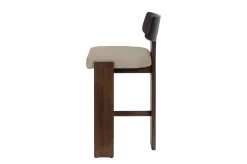 Chaise de bar en tissu beige et bois mindi foncé 50x56x101cm Sotho - Versmissen