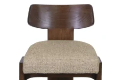 Chaise de bar en tissu beige et bois mindi foncé 50x56x101cm Sotho - Versmissen
