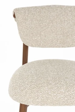 Chaise de bar en tissu beige et métal marron 65cm Léo - The Cool Republic