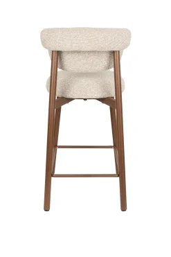 Chaise de bar en tissu beige et métal marron 65cm Léo - The Cool Republic