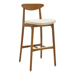Chaise de bar en tissu bouclé crème et frêne foncé 100cmSérie 200-190 Mix - 366 Concept