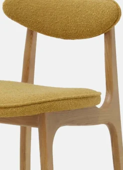 Chaise de bar en tissu bouclé crème et frêne naturel 90cm Série 200-190 - 366 Concept