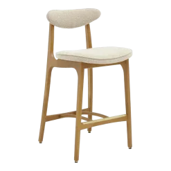 Chaise de bar en tissu bouclé crème et frêne naturel 100cm Série 200-190 - 366 Concept