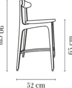 Chaise de bar en tissu bouclé moutarde et frêne foncé 65 cm Série 200-190 Mix - 366 Concept