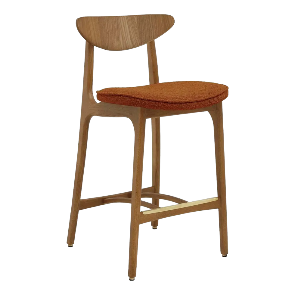 Chaise de bar en tissu bouclé sierra et frêne foncé 65 cm Série 200-190 Mix - 366 Concept