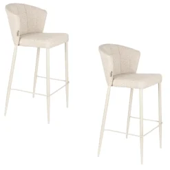 Chaise de bar en tissu et métal beige 73cm Georgia - Dutchbone
