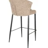 Chaise de bar en tissu marron et métal noir 73cm Georgia - Dutchbone